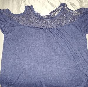 Jolt Blue Cold Shoulder top with Lace Women's XL